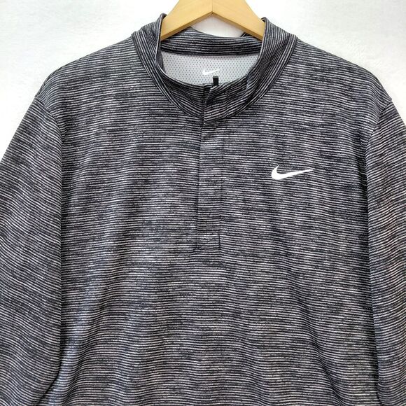 Nike Men Dri-FIT Victory Gray Heather Stripe 1/2 Zip Golf Pullover SZ XL CU9830 - Picture 2 of 12
